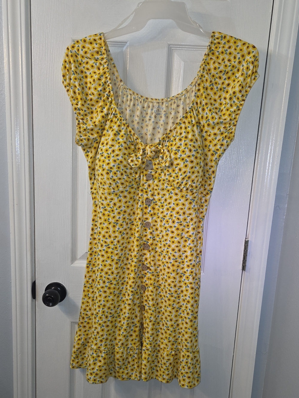 No Boundaries Yellow Floral Tie-Front Mini Dress